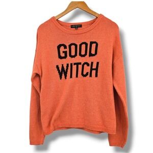 State of‎ Mine "Good Witch" Orange Crew Neck Sweater Women's Medium